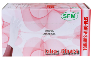 Перчатки Смотровые SFM Латекс,НЕопудр,н/ст,1хлор.Текстурир.